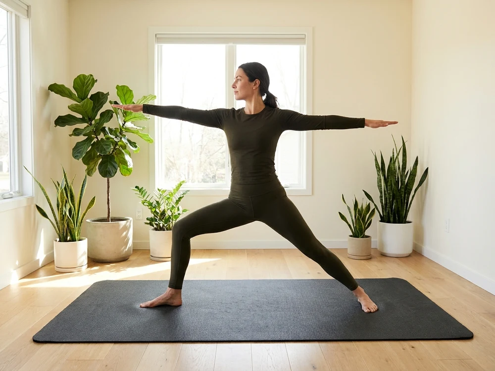Alo Warrior Mat with yoga props